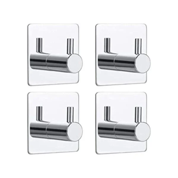 Bylion Paquete de 4 ganchos adhesivos de pared plateados_1