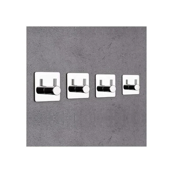 Bylion Paquete de 4 ganchos adhesivos de pared plateados_6