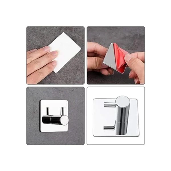 Bylion Paquete de 4 ganchos adhesivos de pared plateados_3