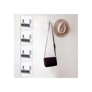Bylion Paquete de 4 ganchos adhesivos de pared plateados_5