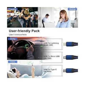 Cable de carga largo USB 3 en 1 cable de carga trenzado_3