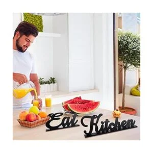 2 piezas de cartel de comer para cocina madera palabra_2