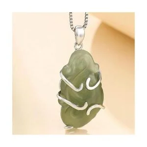 Plata 925 sólida 5 garras colgante en blanco corazón forma_5