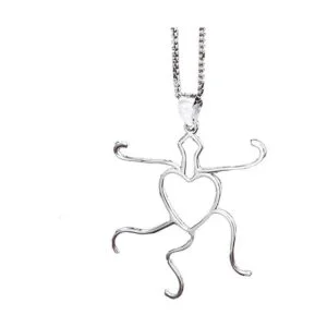 Plata 925 sólida 5 garras colgante en blanco corazón forma_3