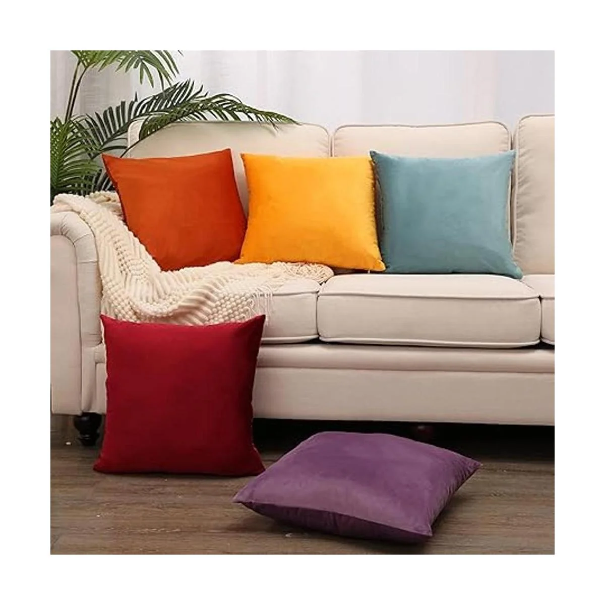 Paquete de 2 fundas de cojín cuadradas decorativas de_5