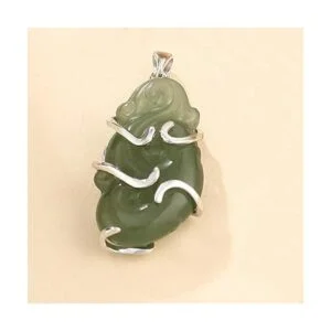 Plata 925 sólida 5 garras colgante en blanco corazón forma_4