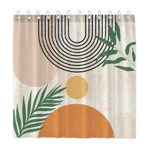 Funnytree Cortina de ducha abstracta de mediados de siglo_1