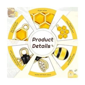 60 dijes de aleación de abeja esmaltada de abeja de panal_3