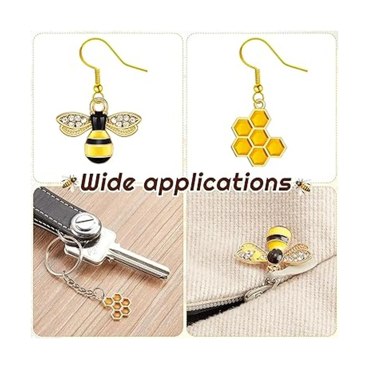 60 dijes de aleación de abeja esmaltada de abeja de panal_6