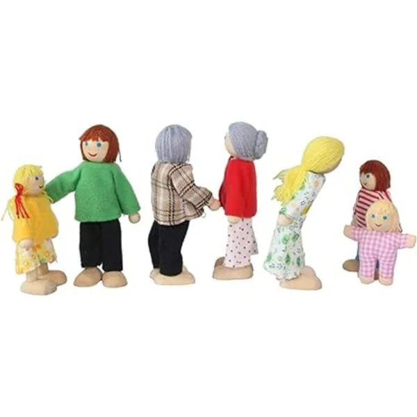 Casa de muñecas de madera 7 figuras familiares casa de_4
