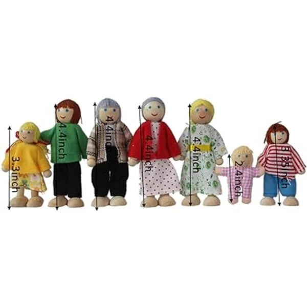 Casa de muñecas de madera 7 figuras familiares casa de_3