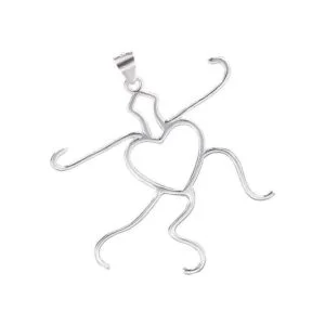 Plata 925 sólida 5 garras colgante en blanco corazón forma_1