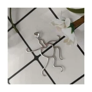 Plata 925 sólida 5 garras colgante en blanco corazón forma_6