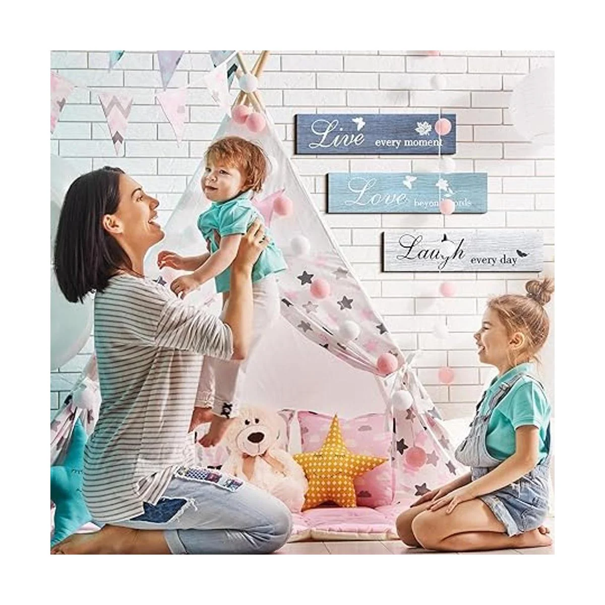 Letrero de madera rústica de 3 piezas para decoración de_3