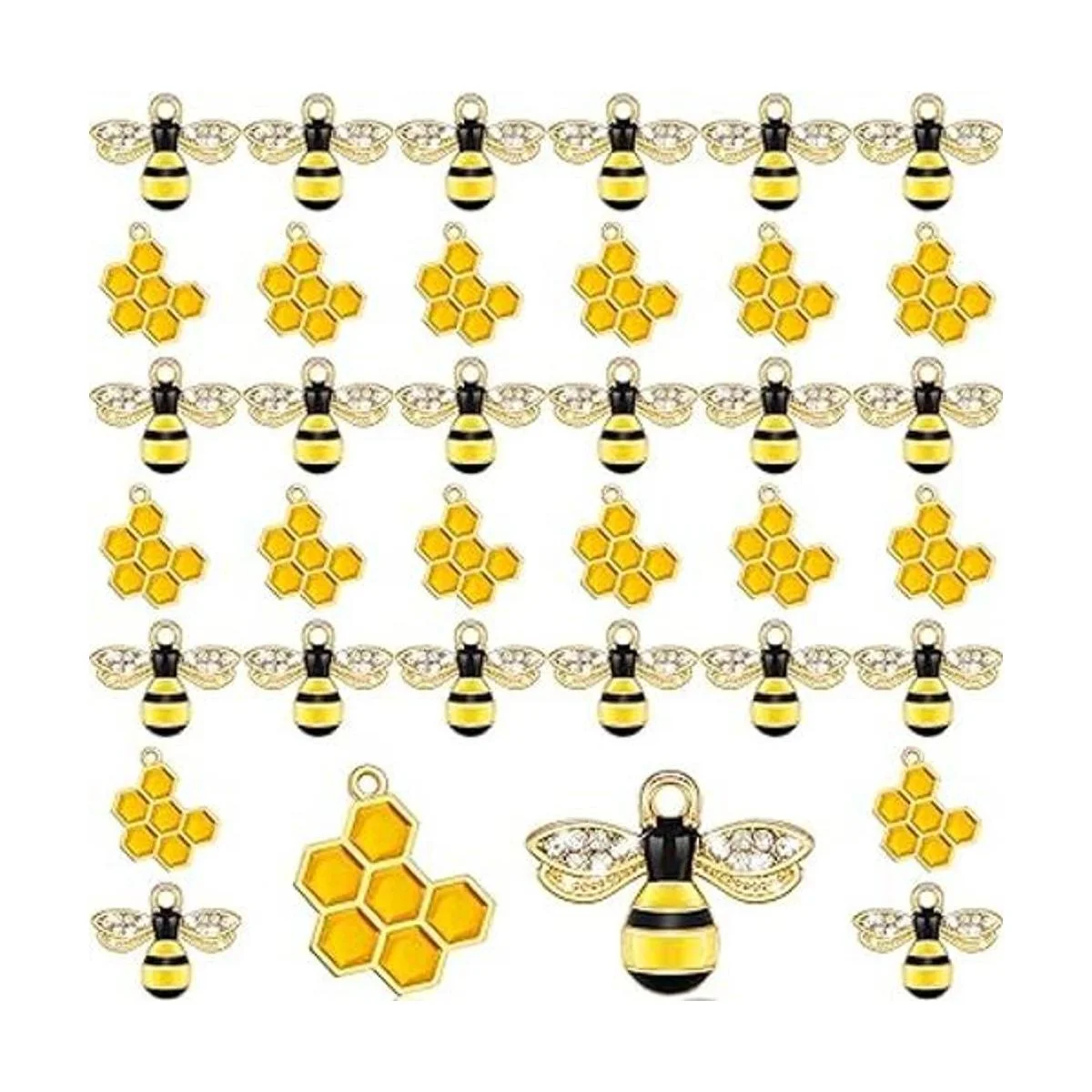 60 dijes de aleación de abeja esmaltada de abeja de panal_1