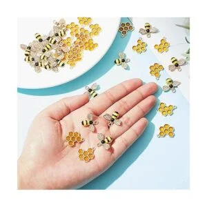 60 dijes de aleación de abeja esmaltada de abeja de panal_4