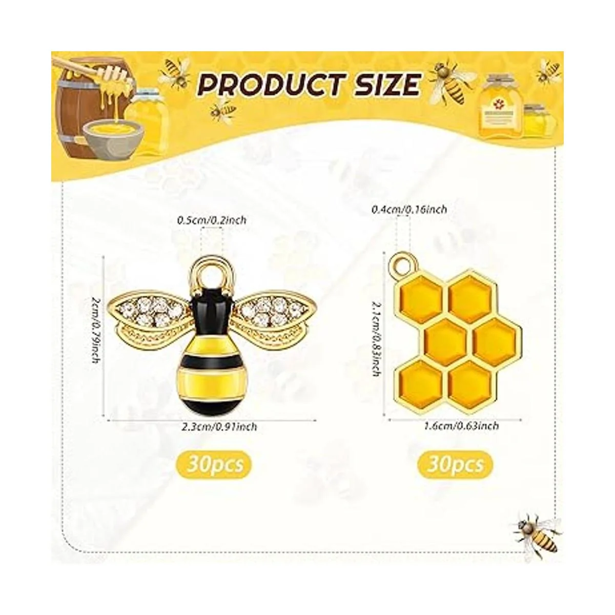 60 dijes de aleación de abeja esmaltada de abeja de panal_2