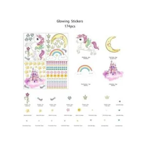 Calcomanías de pared con estrellas y unicornio que brillan_6
