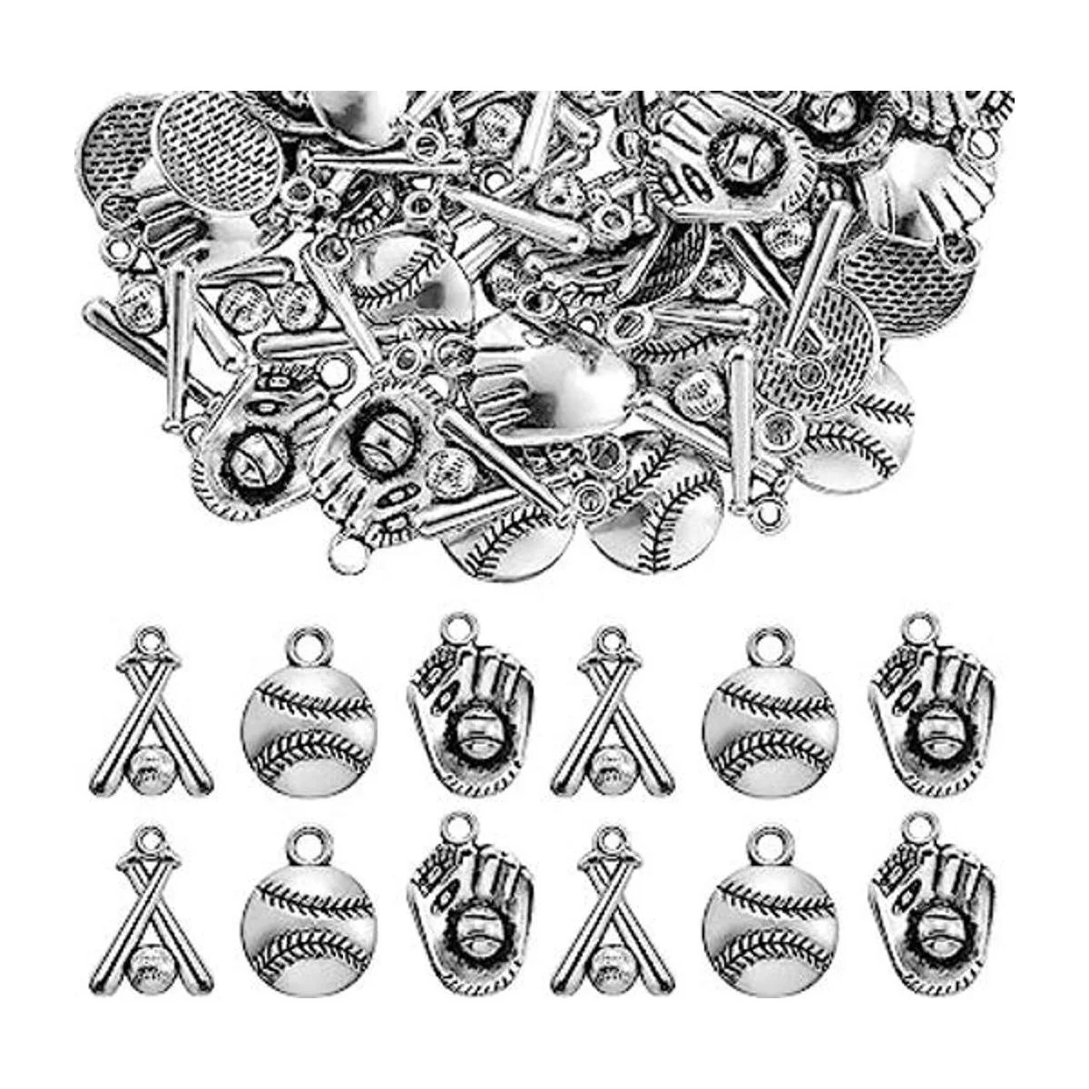 Junkin 120 dijes de béisbol de aleación de plata de_1