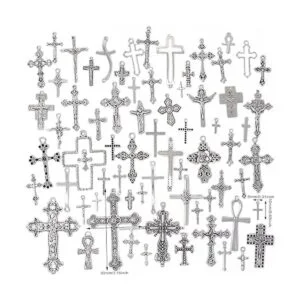 Honbay 70 colgantes de cruz mixta de metal con colgante_2