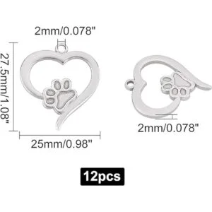 UNICRAFTALE 12 piezas de corazón con colgante de huella de_5