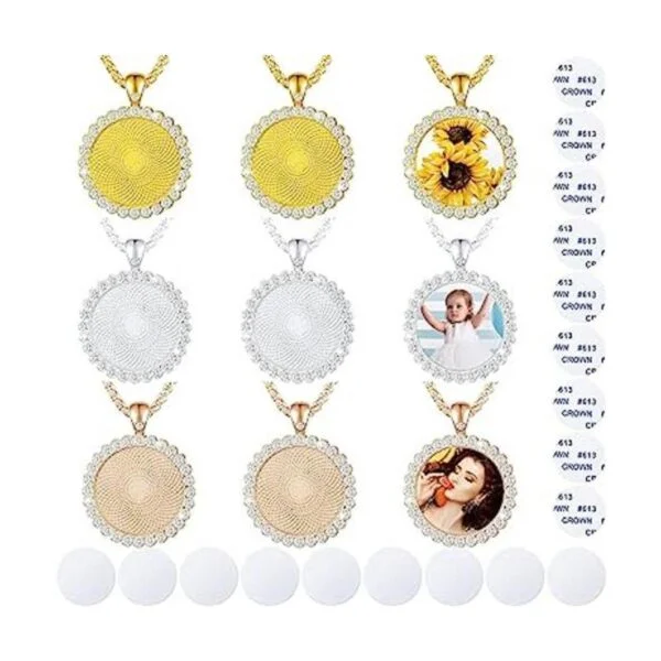 9 piezas de sublimación en blanco collar con bisel de_1