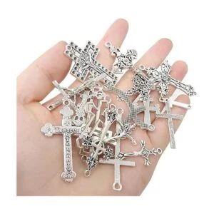 Honbay 70 colgantes de cruz mixta de metal con colgante_4