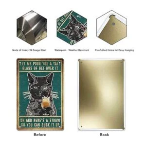 Cartel de metal vintage de galletas de gatito con texto en_6