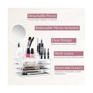 Organizador de cosméticos transparente con espejo_3