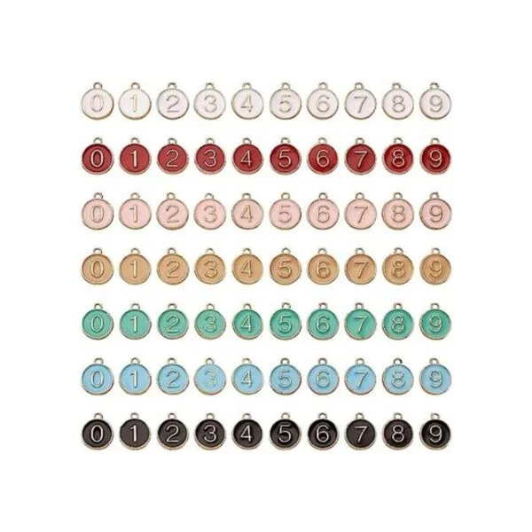 FASHEWELRY 70pcs aleación esmalte número encantos 7_1
