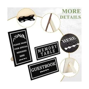 Cartel de madera para mesa funeraria de 3 piezas de madera_3