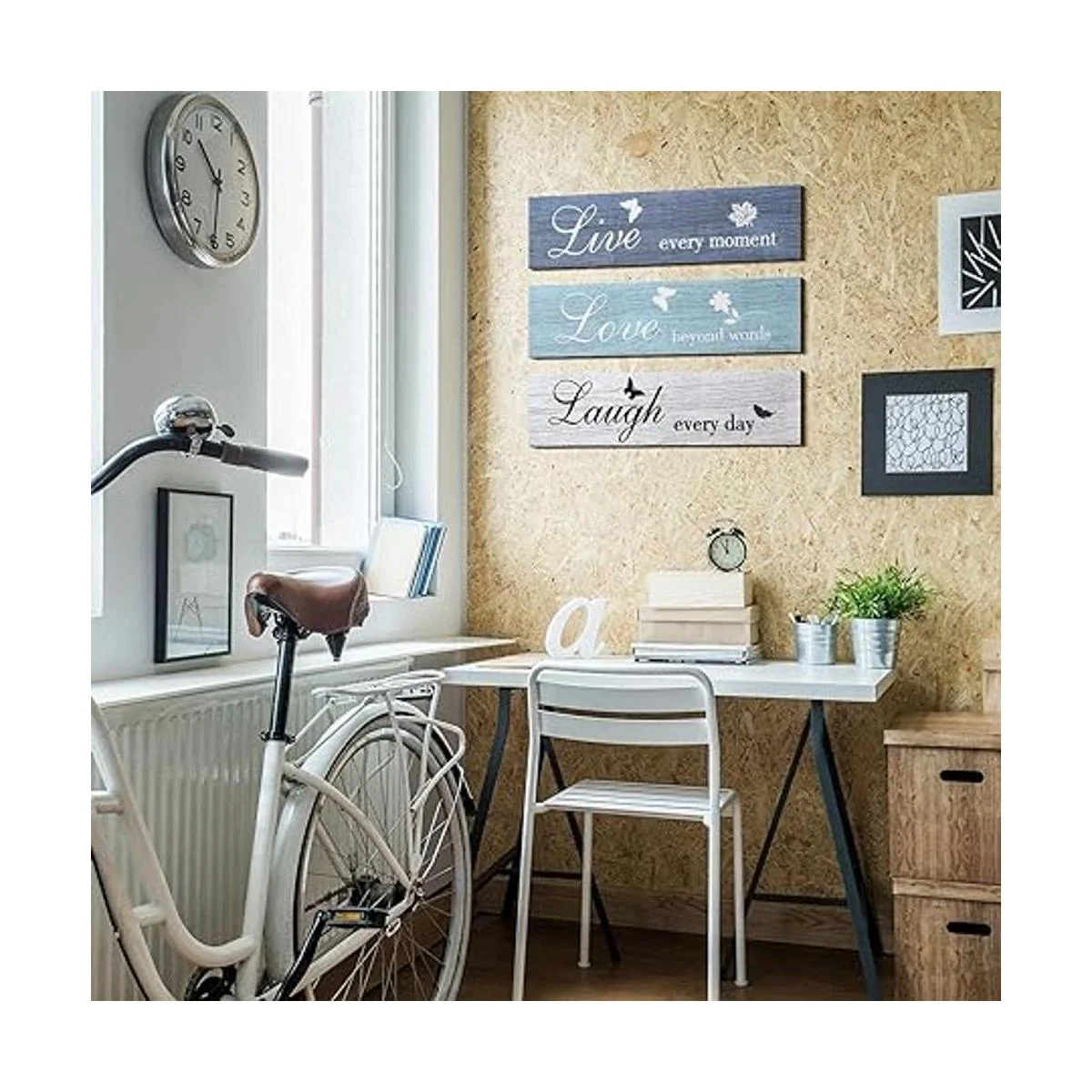 Letrero de madera rústica de 3 piezas para decoración de_6