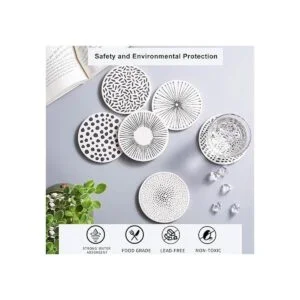 YumSur Juego de 6 posavasos con soporte de piedra de_6