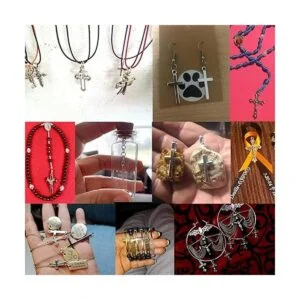 Honbay 70 colgantes de cruz mixta de metal con colgante_6