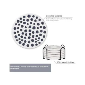 YumSur Juego de 6 posavasos con soporte de piedra de_2