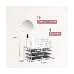 Organizador de cosméticos transparente con espejo_2