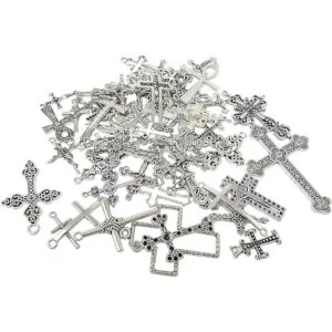 Honbay 70 colgantes de cruz mixta de metal con colgante_3