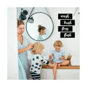 Decoración de pared de baño cepillo de lavado letrero de_6