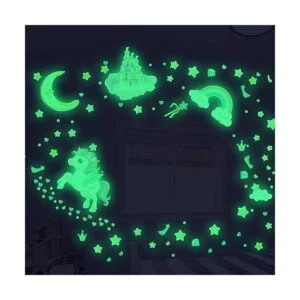 Calcomanías de pared con estrellas y unicornio que brillan_2