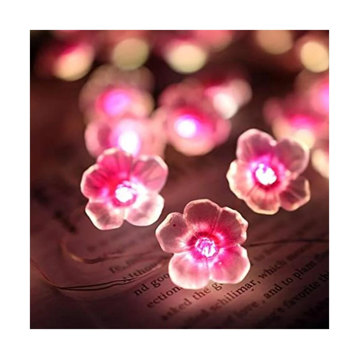 Guirnalda de luces de hada de flor de cerezo Sakura con_1