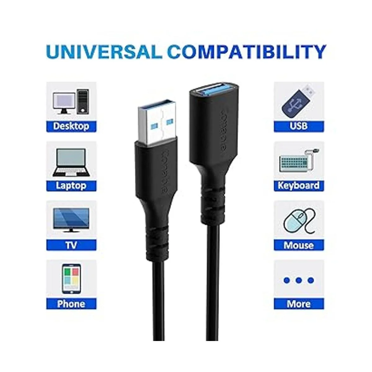 Cable de extensión USB 3.0 de 4 pies paquete de 3 tipo A_2