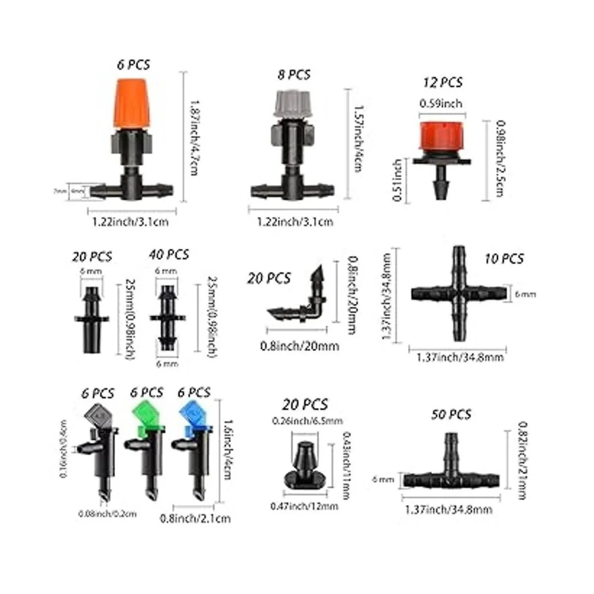 Kit de accesorios de riego 204 piezas de conectores de_2