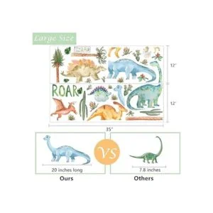 Yovkky Calcomanías de pared de dinosaurio de acuarela_2