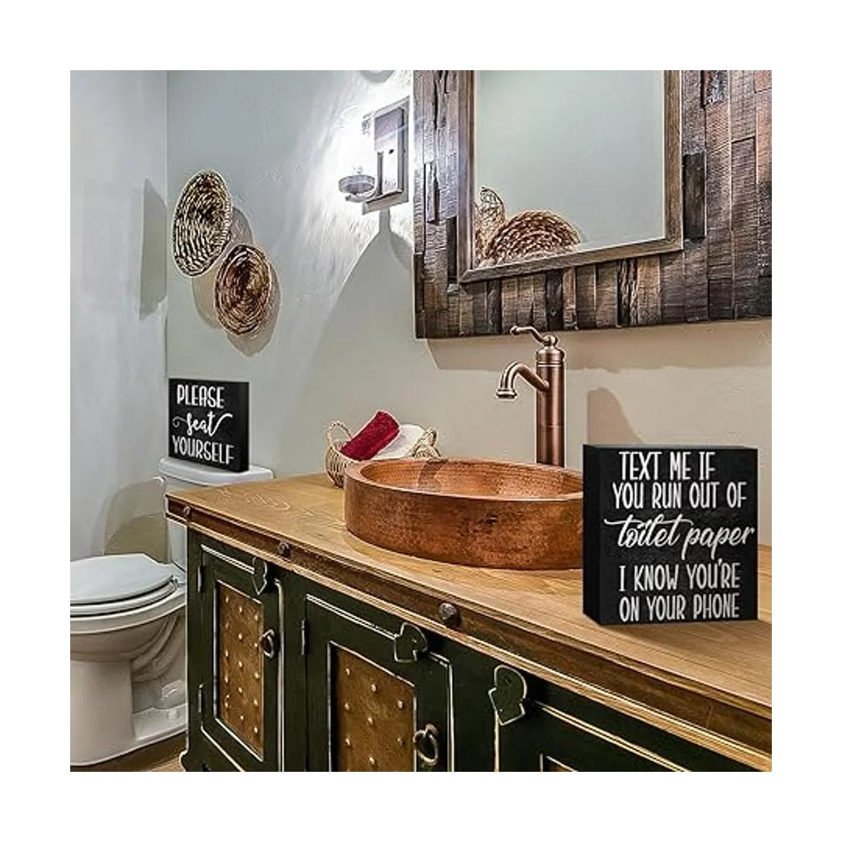 2 letreros divertidos de baño de casa de campo letrero de_5