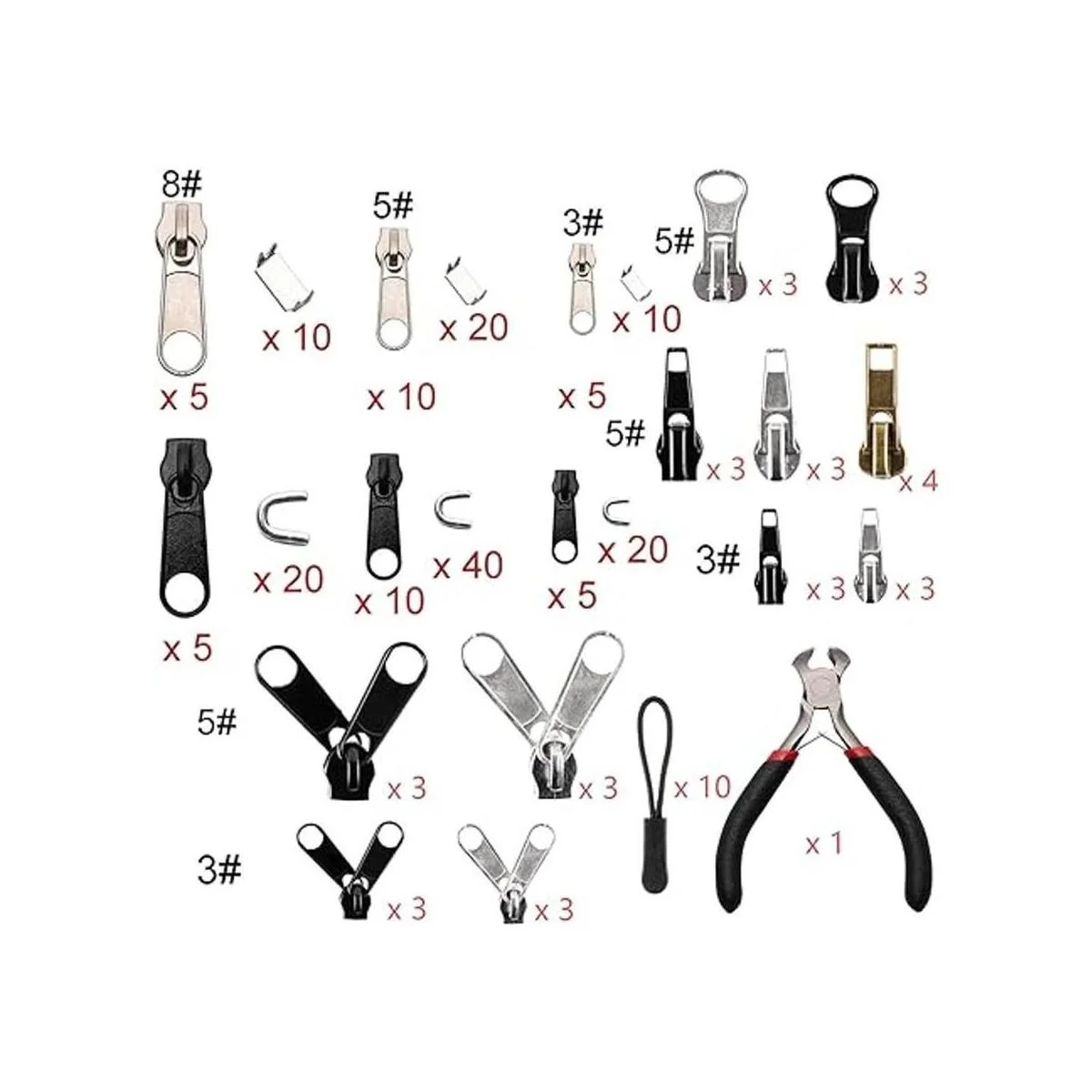 Maosifang Juego de 205 piezas de cremallera para_2