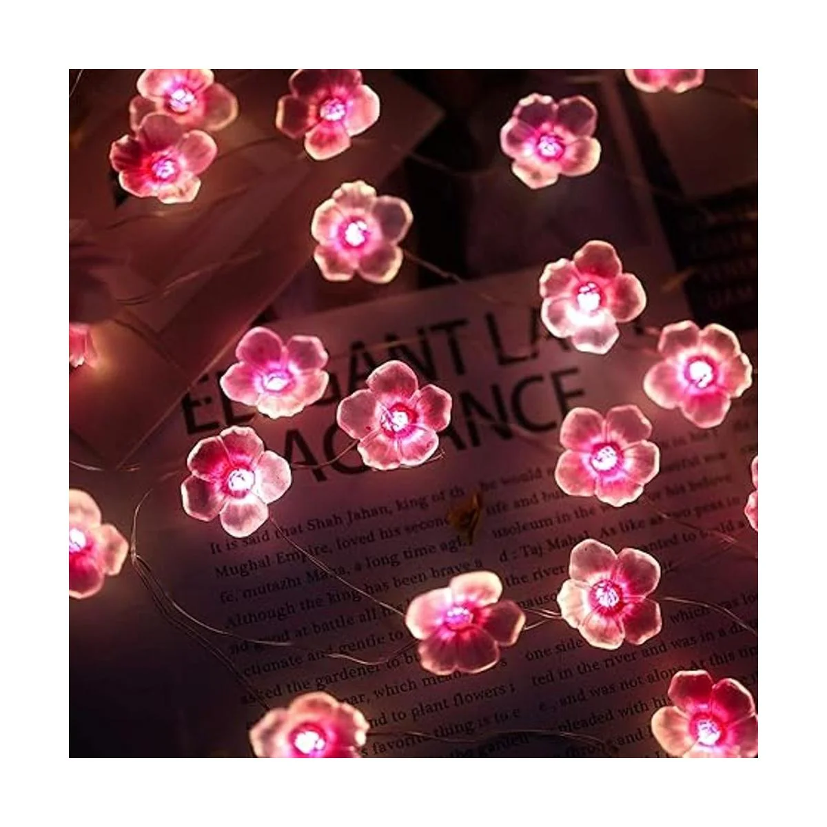 Guirnalda de luces de hada de flor de cerezo Sakura con_5
