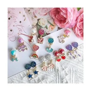 EleMirsa 12 pares de aretes con clip para niñas recuerdos_2