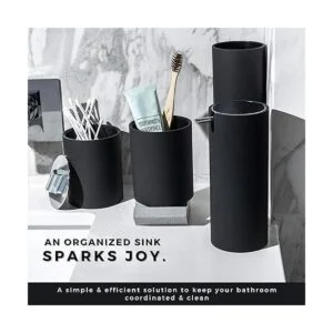 Elegante juego de accesorios de baño negro mate de 4_2