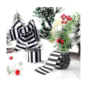 20 yardas 2 rollos de cinta de rayas blancas y negras de_3