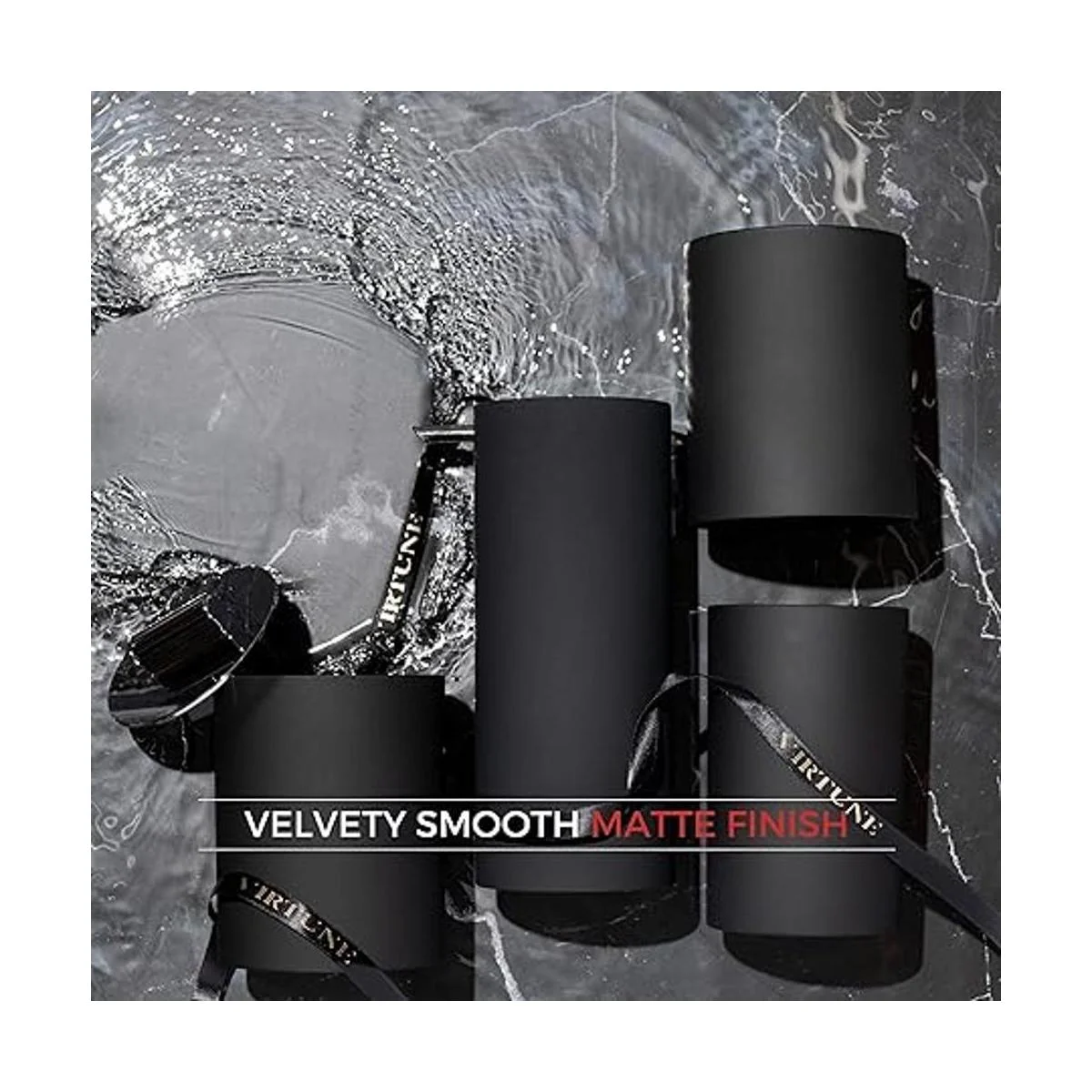 Elegante juego de accesorios de baño negro mate de 4_3